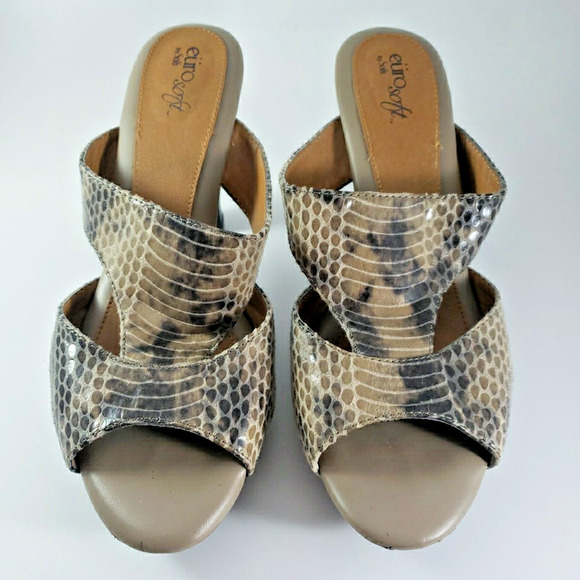 Euro Soft by Sofft Shoes Women's 9M Heels Open Toe Reptile Snake-Skin Pattern - Picture 2 of 8